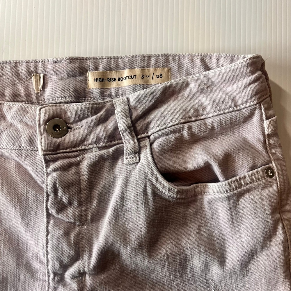 Pilcro and the Letterpress High-Rise Bootcut Jeans Lavender Purple Raw Hem 28 - Picture 4 of 6